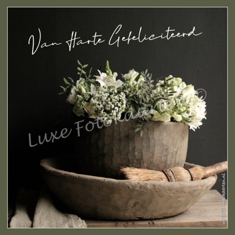 Gefeliciteerd Algemeen - houten schaal met bloemen